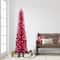 6ft. Pre-Lit Red Tinsel Artificial Tree, Clear Lights